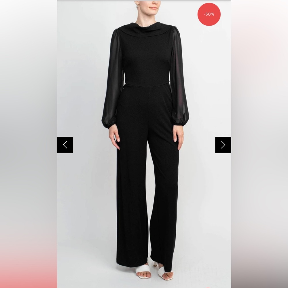 NWT Connected Apparel - Sheer Bell Sleeve Jumpsuit